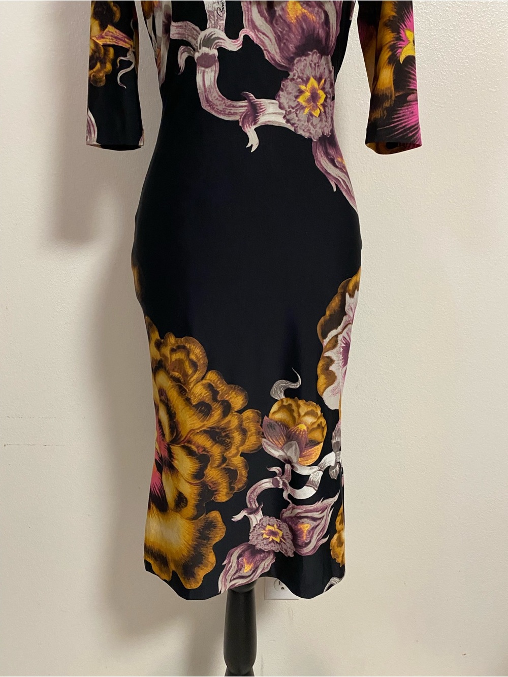 Roberto Cavalli Dress Women Size 6/42/Small Black Floral Midi Dress Vintage Y2K - Picture 5 of 16